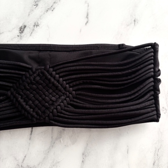 Victorias Secret Swim Black Strapless Bandeau Macrame Strappy Back Bikini Top S - Picture 4 of 5